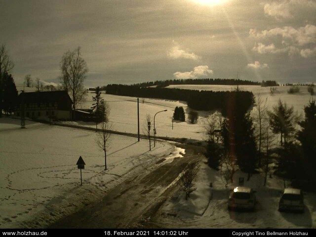 Die Webcam Rodelhang / Skilift Holzhau am 18.02.2021 in Holzhau (Erzgebirge)